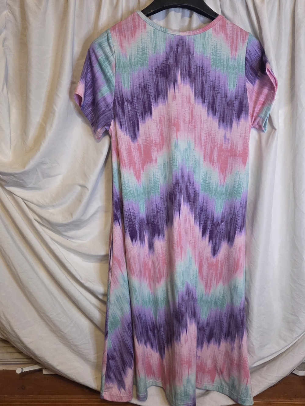 LulaRoe Pastel Tie-Dye Short Sleeve Dress - Pink, Purple & Mint Size S - Picture 6 of 6